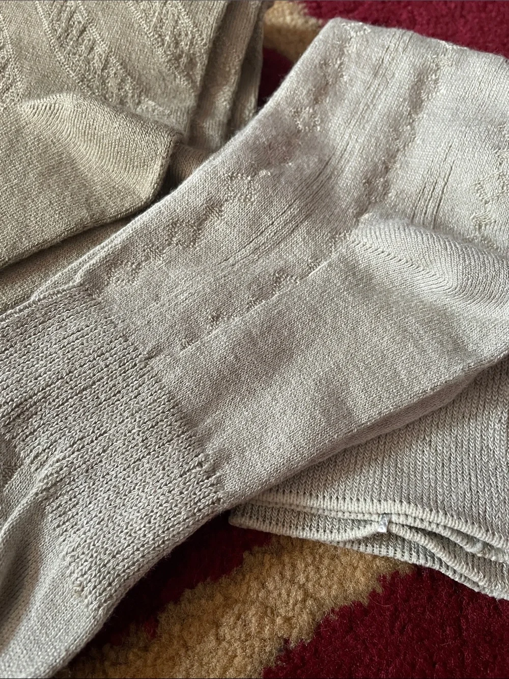 Men's Dress Crew Socks in Light Gray and Beige - Classic Neutral Pair